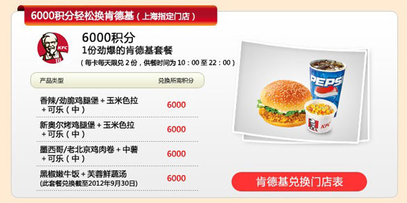 ：[上海]刷交通银行信用卡6000积分轻松换肯德基套餐,卡宝宝网